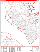 Newport News Wall Map Red Line Style